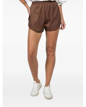 FREEDÉR Layered Elastic-Waist Track Shorts - Brown
