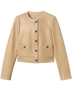 Twinset Nappa Effect Jacket With Oval-T Buttons - Natural