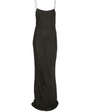 ANDAMANE Vestido Largo Ninfea Con Motivo De Lunares - Negro