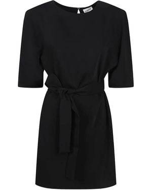 P.A.R.O.S.H. Belted Puff-Sleeve Dress - Black