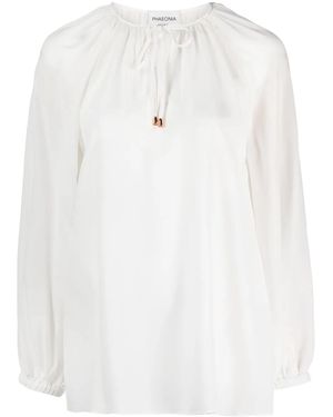 PHAEONIA Bluse Mit Schnürung - Weiß