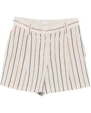 Brunello Cucinelli Striped Linen Shorts - White