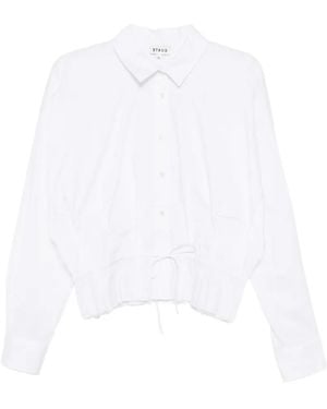 STAUD Gerafelde Blouse Met Trekkoord - Wit