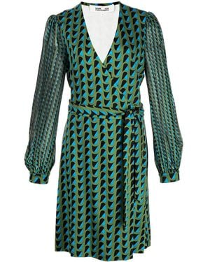Diane von Furstenberg Abito A Portafoglio Con Stampa Gala - Verde