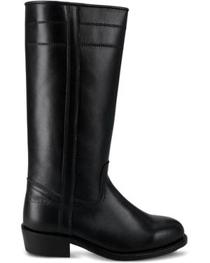 Fortela Becerro Camperos Leather Cowboy Boots - Black