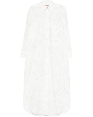 Plan C Vestido Midi Con Motivo Floral - Blanco