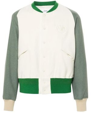 Visvim Logo-patch Felted Varsity Jacket - Men's - Rayon/wool/linen/flax/cotton - Green