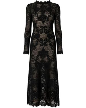 Twinset Long Jacquard Alpaca Blend Knit Dress - Black