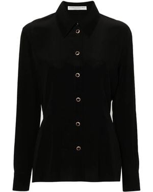 Alessandra Rich Long-Sleeve Silk Shirt - Black