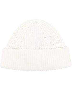 JOSEPH Ribbed Beanie Hat - White
