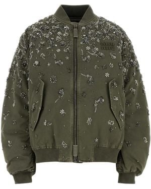 Miu Miu Gabardine Bomber Jacket - Green