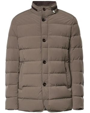 Moorer Quilted Button-Up Jacket - Brown