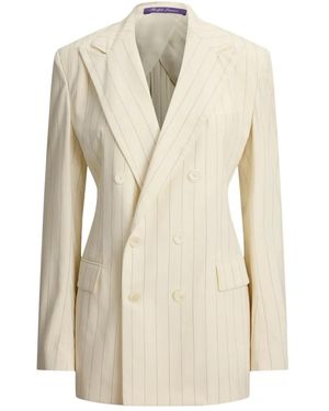 Ralph Lauren Double-Breasted Striped Ramona Jacket - Natural