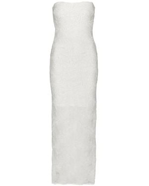 ROTATE BIRGER CHRISTENSEN Floral Mesh Tube Dress - White
