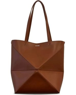 Loewe Sac Porté Épaule Puzzle Fold Médium - Marron