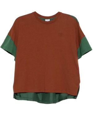Loewe Logoed Cotton And Silk T-Shirt - Brown