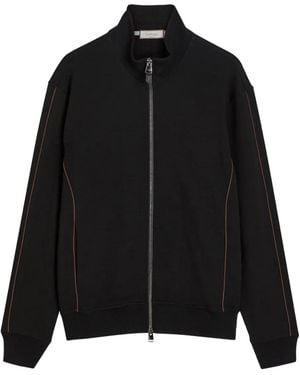 Canali Pipe-Detail Zip-Up Sweatshirt - Black