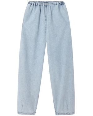 American Vintage Jean À Logo Imprimé Élastiqué - Bleu