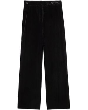 Veronica Beard Velvet Wide-Leg Pants - Black