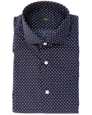 Barba Napoli マイクロパターン シャツ - ブルー