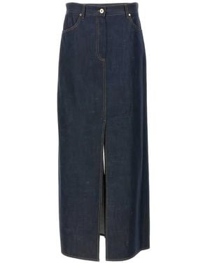 Brunello Cucinelli Front-Slit Midi Skirt - Blue