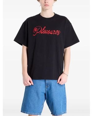 Pleasures Logo-Print T-Shirt - Black