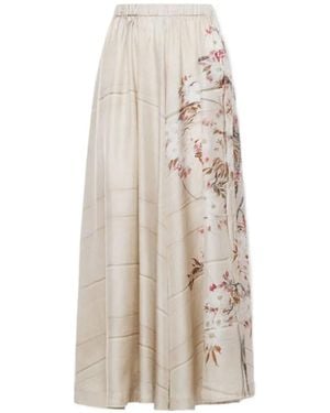 Pierre Louis Mascia Aloe A-Line Silk Midi Skirt - White
