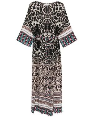 Pierre Louis Mascia Leopard-Print Silk Maxi Dress - White