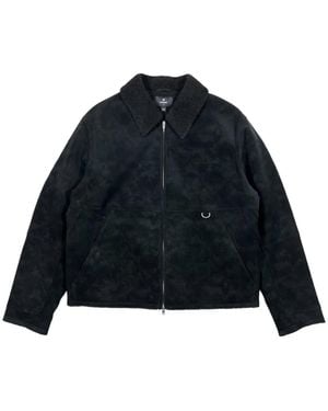 Represent Shearling-Collar Zip-Front Jacket - Blue