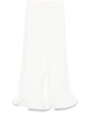 ROWEN ROSE Pleated Cropped Trousers - White