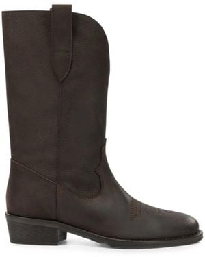 Via Roma 15 Western-Style Paneled Boots - Black