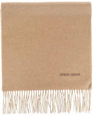 Giorgio Armani Fringed Wool Scarf - Natural
