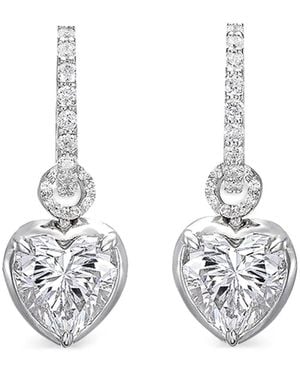 Anabela Chan Petite Heart Pendant Hoop Earrings - White