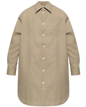 Ami Paris Pinstripe Shirt Dress - Natural
