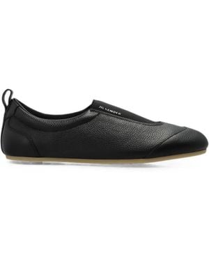 Jil Sander Etage Grainy Leather Slip-On Sneakers - Black