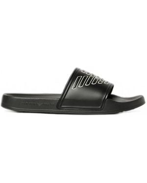 Emporio Armani Pantoletten Mit Logo-Prägung - Schwarz