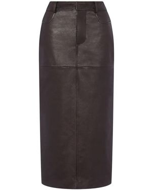 Moschino Pencil Leather Midi Skirt - Gray