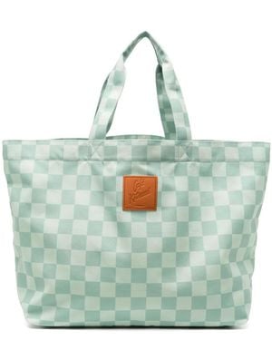 Café Kitsuné Maxi Checkerboard Tote Bag - Blue