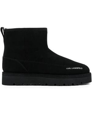 KARL LAGERFELD Logo-Print Boots - Black