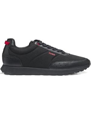 HUGO Running-Inspired Sneakers With Zigzag Detailing - Black