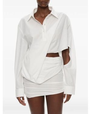 Christopher Esber Aiba Draped Cut-Out Mini Shirt Dress - White