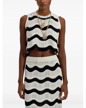 La DoubleJ Wave-Pattern Knitted Top - Black