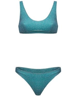Oséree Sporty Lumiere Glitter-Effect Bikini - Blue