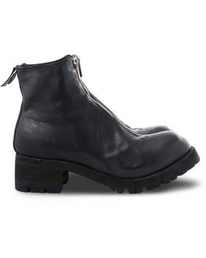 Guidi Pl1_Ru Front-Zip Leather Boots - Black