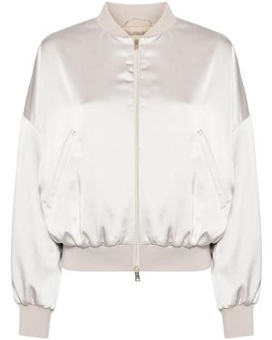 Herno Luxury Satin Bomber Jacket - White