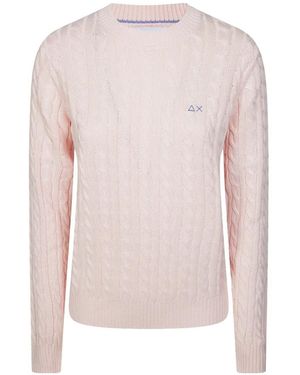 Sun 68 Pull En Maille Torsadée - Rose