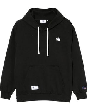 Chocoolate X Russell Athletic Bear-Embroidered Hoodie - Black