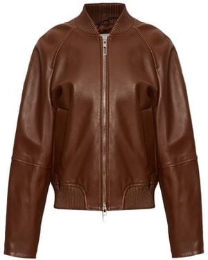 Sportmax Amour Leather Jacket - Brown