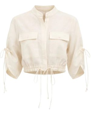 Hevron Eva Drawstring-Hem Shirt - White