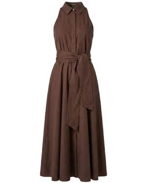 Toccin Chelsea Tie-Front Shirt Midi Dress - Brown